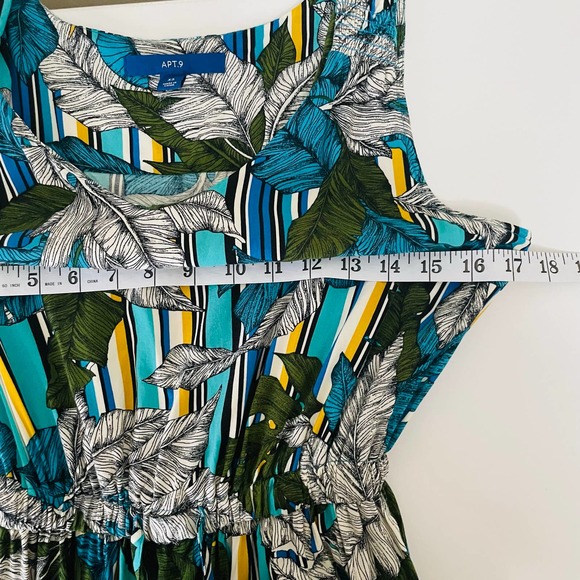 Apt. 9 Sleeveless Maxi Dress Striped Blue Green Floral - Picture 7 of 9